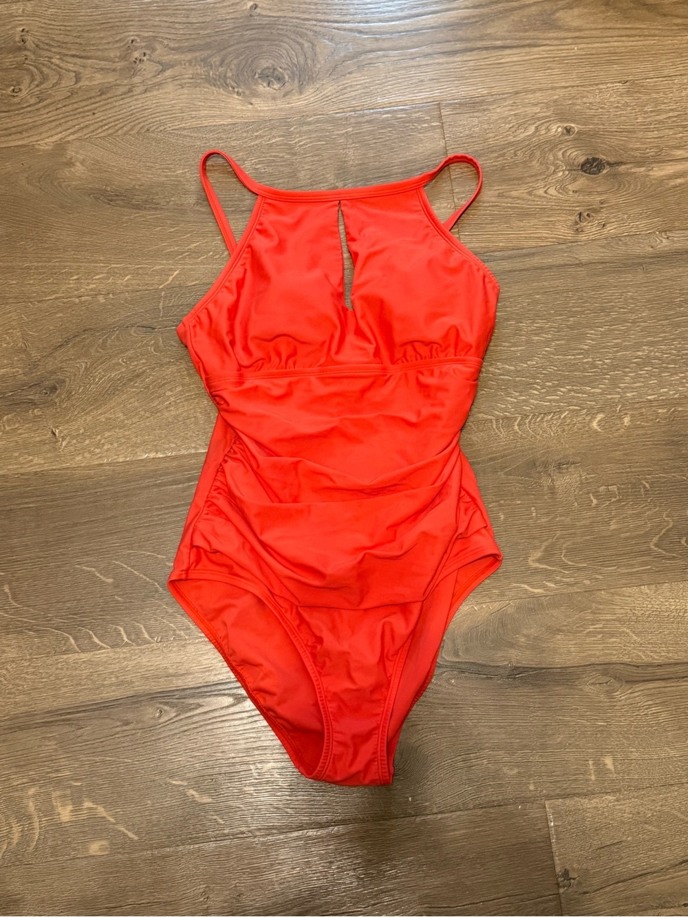 Ellen Tracy Coral One-Piece Swimsuit with Front Keyhole